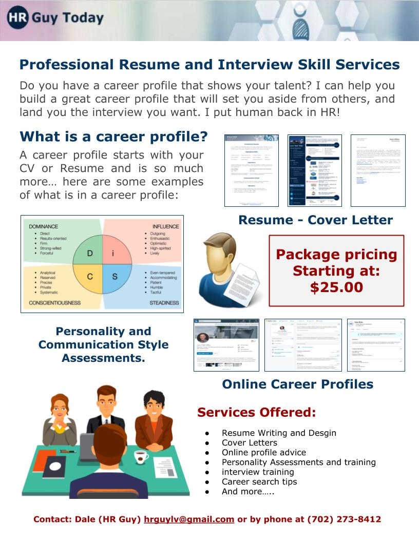 Professional Resume and Career Services (Pricing and Flyer)